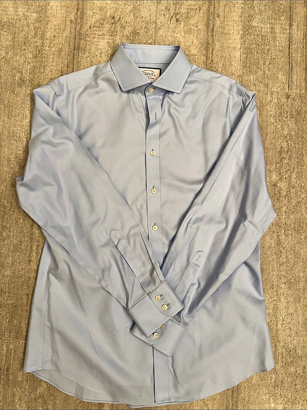 Charles Tyrwhitt Slim-Fit Non-Iron Solid Twill Dress Shirt Dress Shirt Blue Size